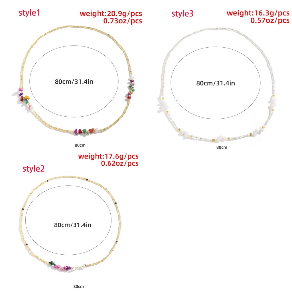 Chuỗi đeo bụng thắt lưng xỏ hạt gạo ngọc lam màu phong cách ngày lễ xu hướng bohemia làm vòng cổ trang sức cơ thể