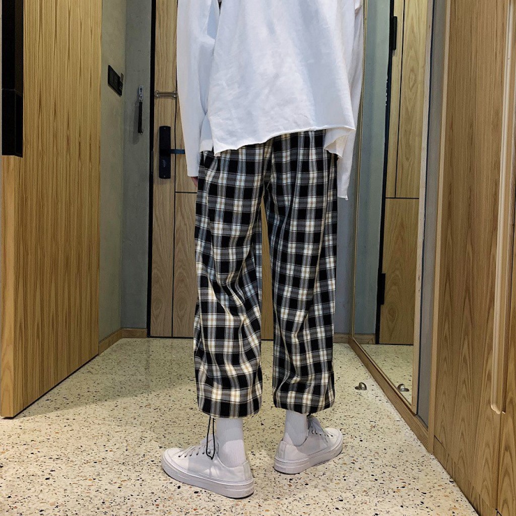 Quần Kẻ Caro Nam Nữ Mặc 2 Kiểu Ống Suông Và Jogger Bo Gấu Thể Thao phong cách Hàn Quốc - QD47