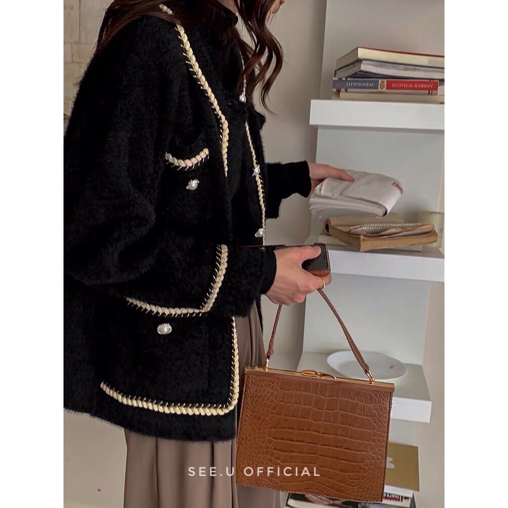 Áo Khoác Len Lông Dày Dặn Viền Thêu Mềm Mại Cá Tính - See.U Official | BigBuy360 - bigbuy360.vn