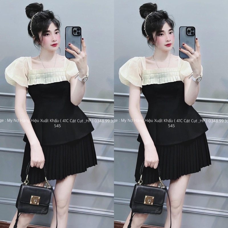 ÁO THIẾT KẾ CỔ VUÔNG TAY BỒNG CHẤT ĐẸP MS18666