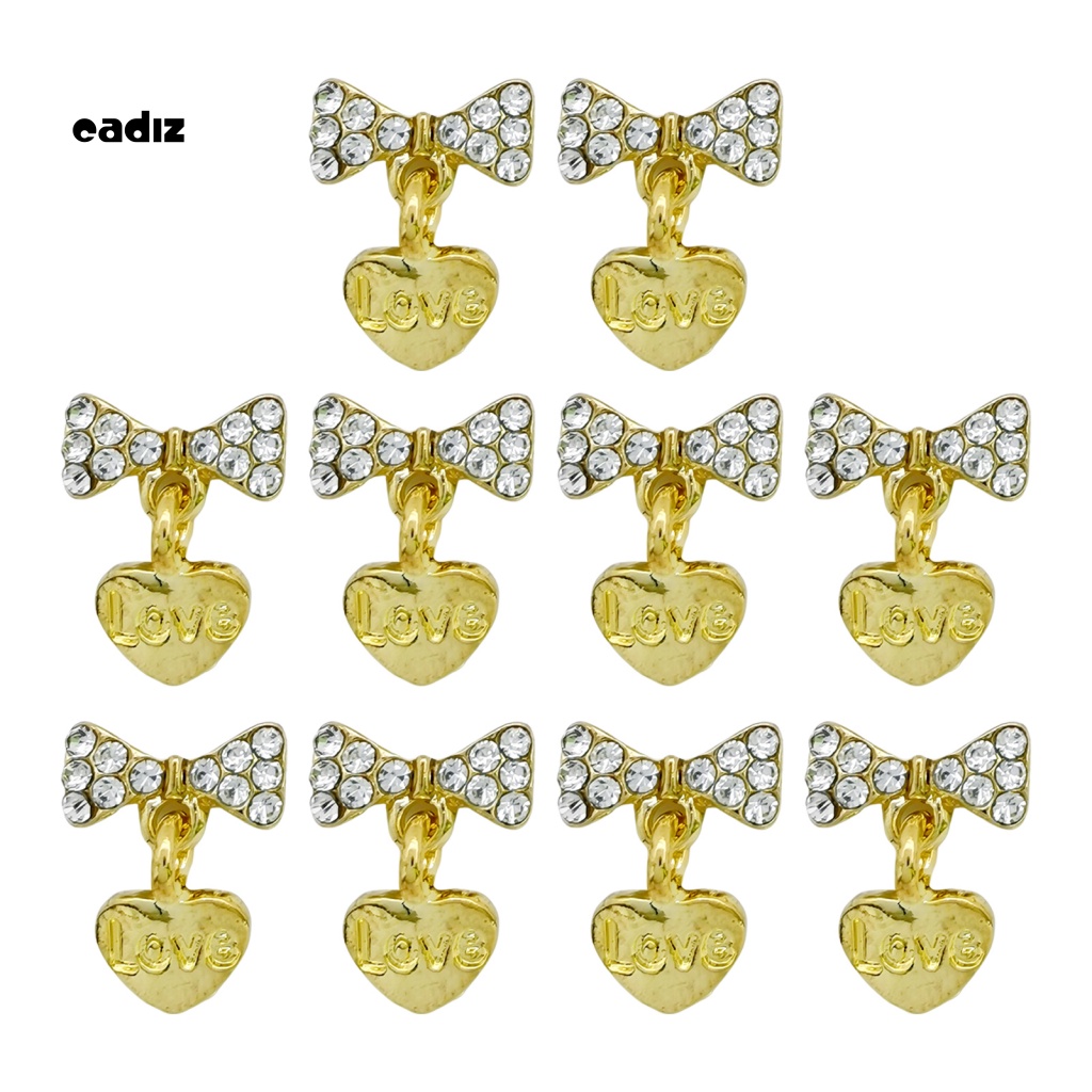 Bộ 10 Phụ Kiện Trang Trí Móng Tay Hình Nơ 3D Lấp Lánh Sang Trọng