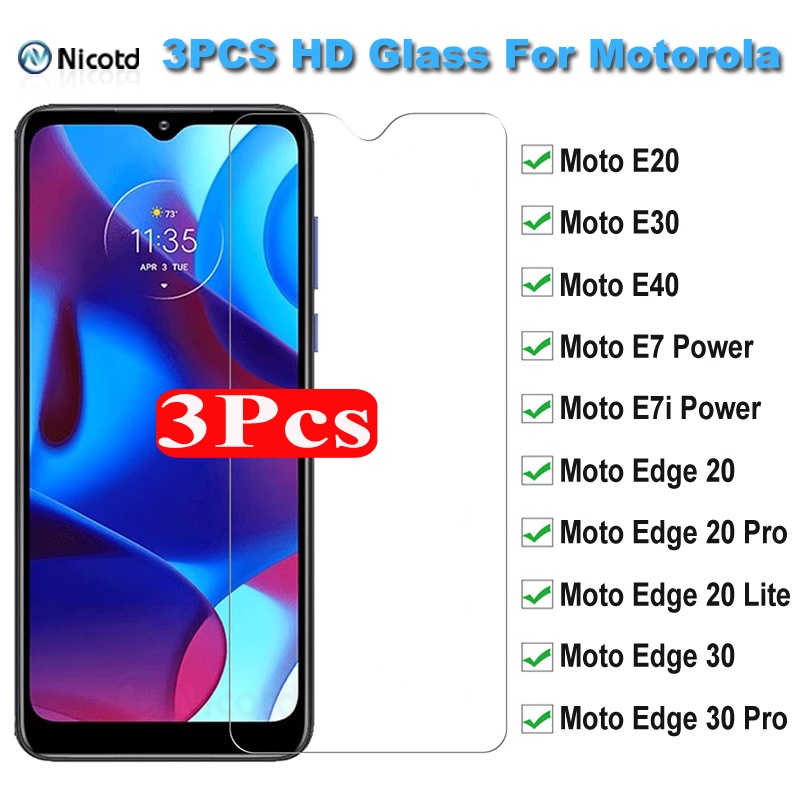 Set 3 Kính Cường Lực Bảo Vệ Màn Hình Điện Thoại Dành Cho Motorola Moto E20 E30 E40 E7 E7i Power Moto Edge 20 30 Pro Lite
