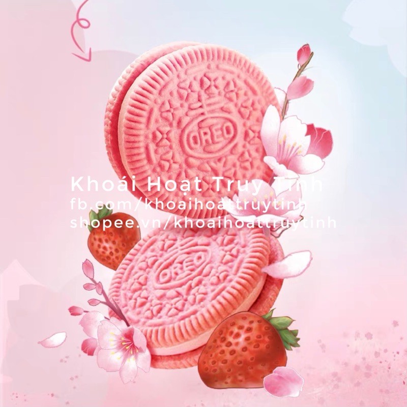 Bánh Oreo Anh đào Dâu tây Sakura Strawberry hồng