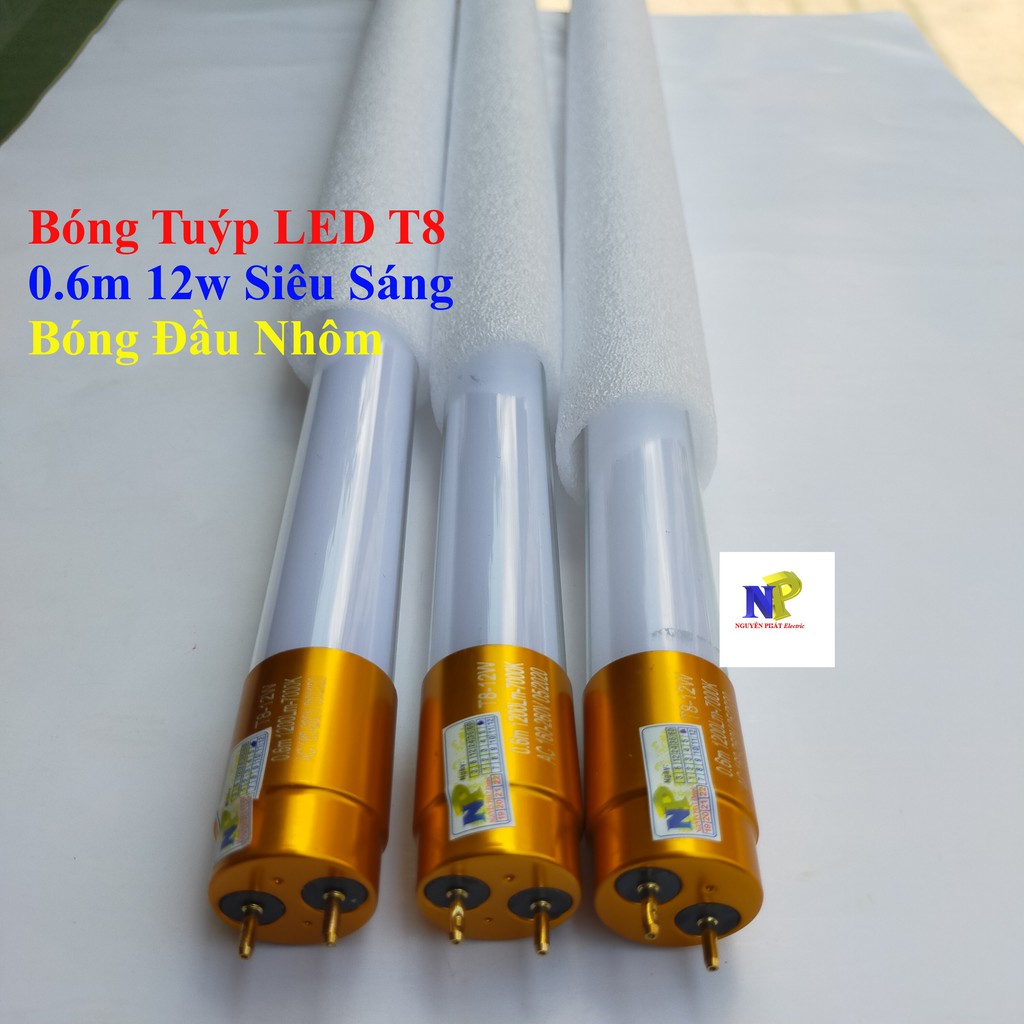 Bóng Tuýp LED T8 0.6m 12w Siêu Sáng Bóng Đầu Nhôm Tản Nhiệt Rất Tốt