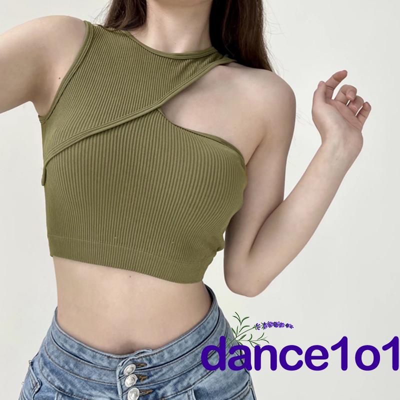 dance1o1-Women Solid Color Skinny Version Irregular Tanks Tops