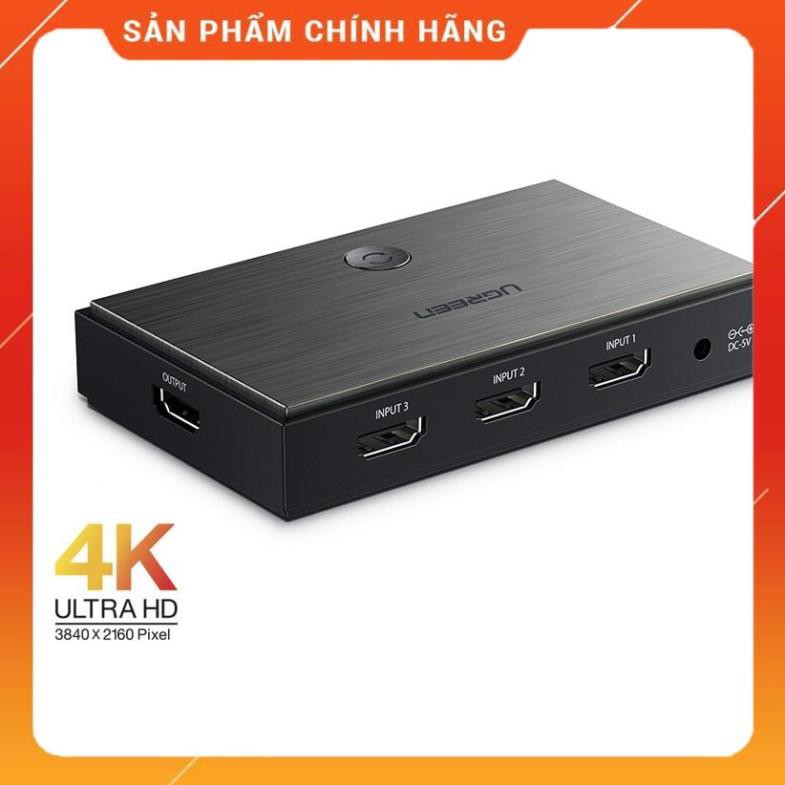 [CHÍNH HÃNG] Bộ gộp HDMI 3 vào 1 ra HDMI 2.0 hỗ trợ 4Kx2K/60Hz chính hãng Ugreen 50709 cao cấp