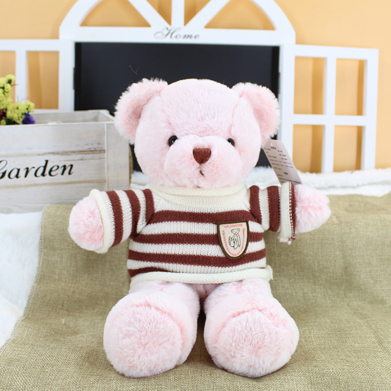 Gấu Teddy Nhồi Bông Mặc Áo Sweater Kẻ Sọc Nhiều Màu Dễ Thương