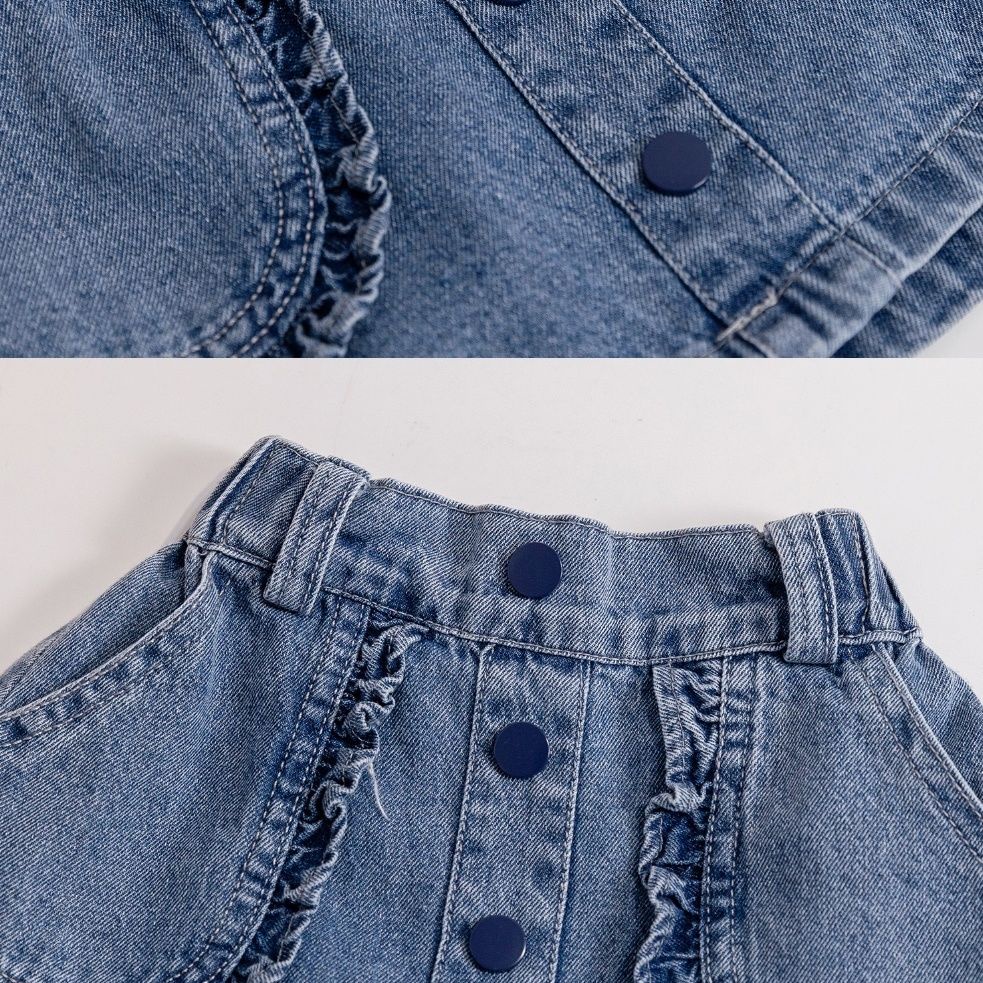 Đầm Denim Phối Ren Thời Trang Mùa Hè Hàn Quốc Mới Cho Bé Gái Từ 1-5 Tuổi 2023
