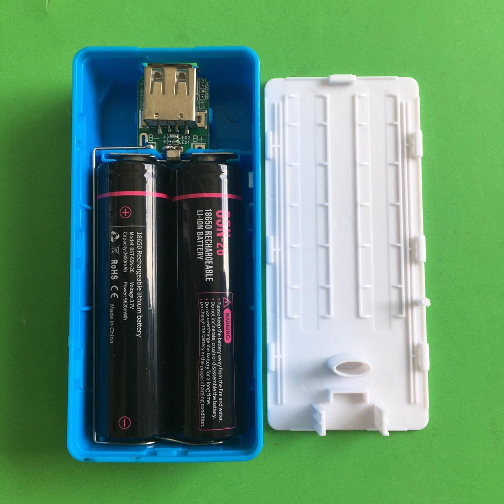 Box sạc dự phòng 2 cell Powerbank Dung lượng 5200mAh - kiêm Sạc pin 18650 - Pin 18650 Beston 2600mAh chính hãng