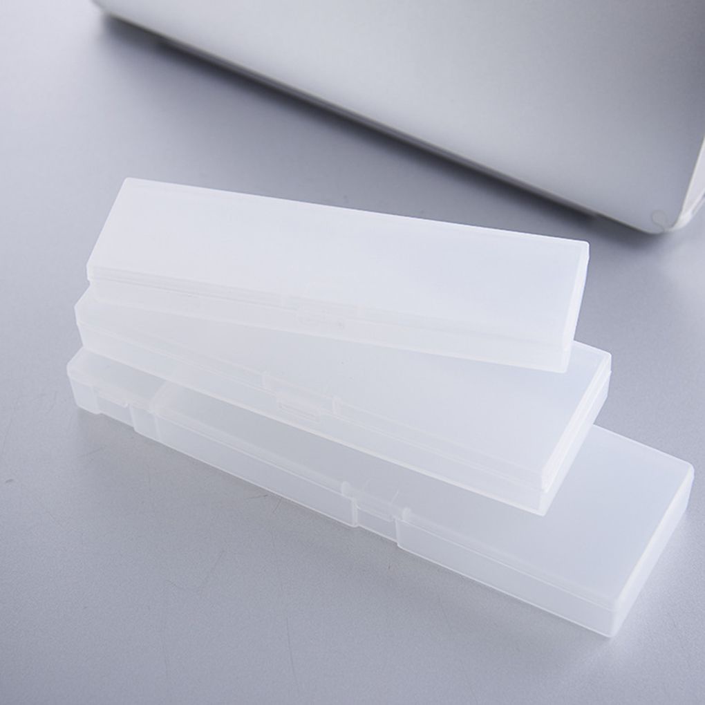 Long Plastic Pencil Case Organizer Student School Stationery Tool Box Clear Matt Finish Pen Holder
