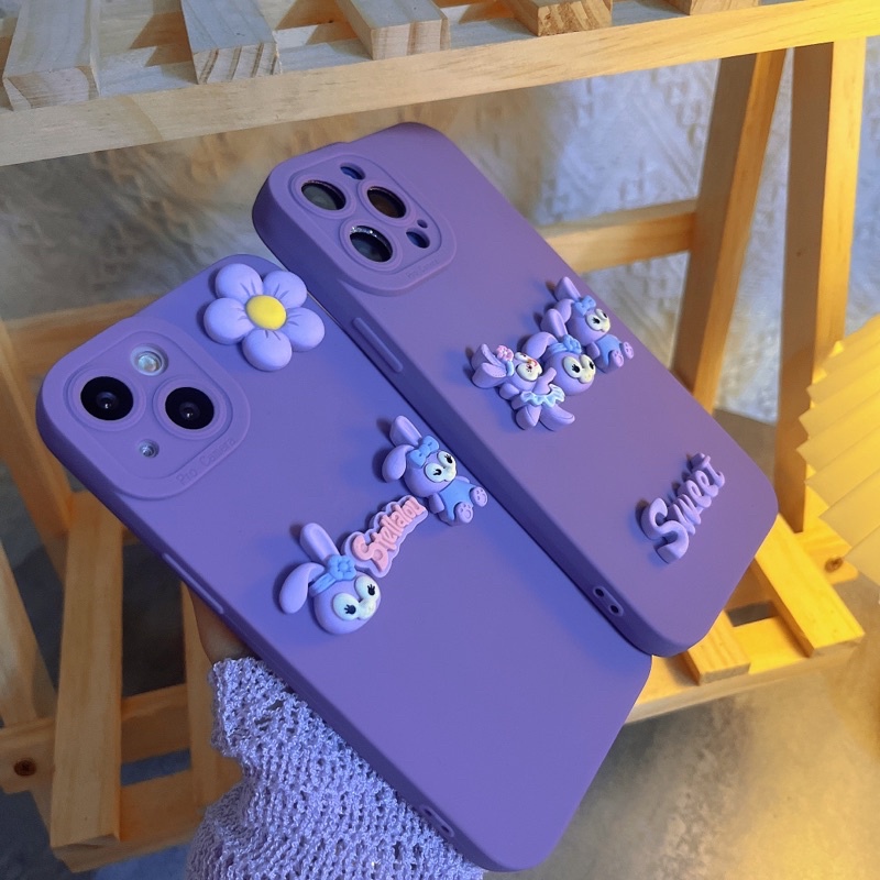Ốp lưng ip pro camera màu tím hoạ tiết thỏ stella nổi dễ thương dành cho ip