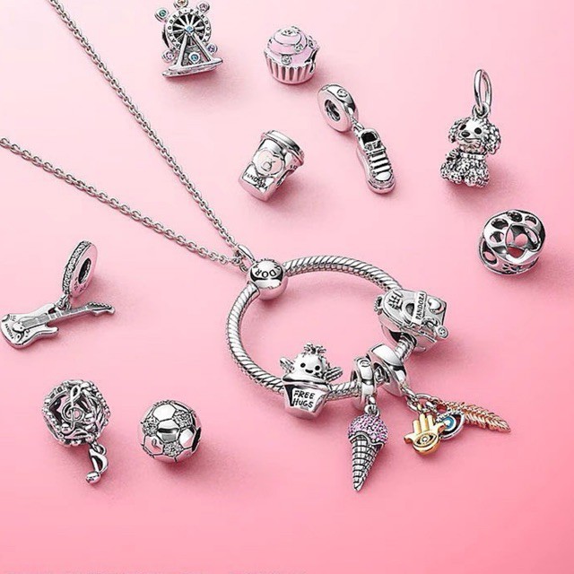 charm pan treo mắt phối 3 màu bạc s925 cao cấp