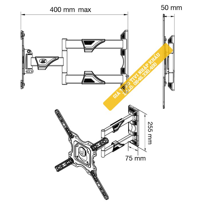 Giá treo tivi xoay góc NB P4 32 - 55 inch - Hàng Chính Hãng