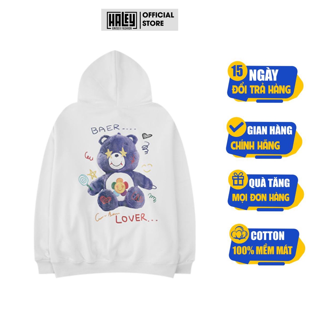 Áo Hoodie HALEY Nam Nữ Unisex mã HD54 GẤU TÍM có mũ Phong Cách Hàn Quốc Cá Tính, Chất Nỉ Bông Đẹp