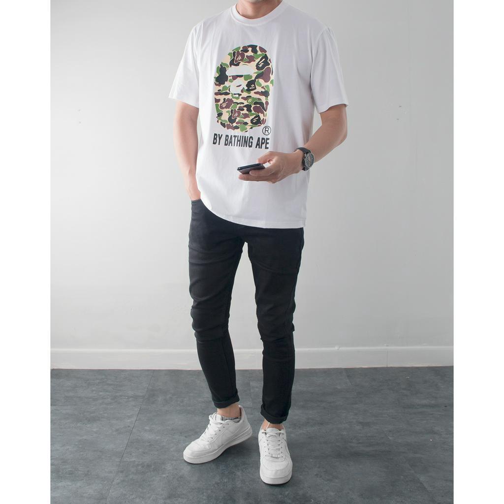 Áo thun cổ tròn ape babe milo và mẫu shark Nigo trẻ trung thanh lịch vải cotton cao cấp