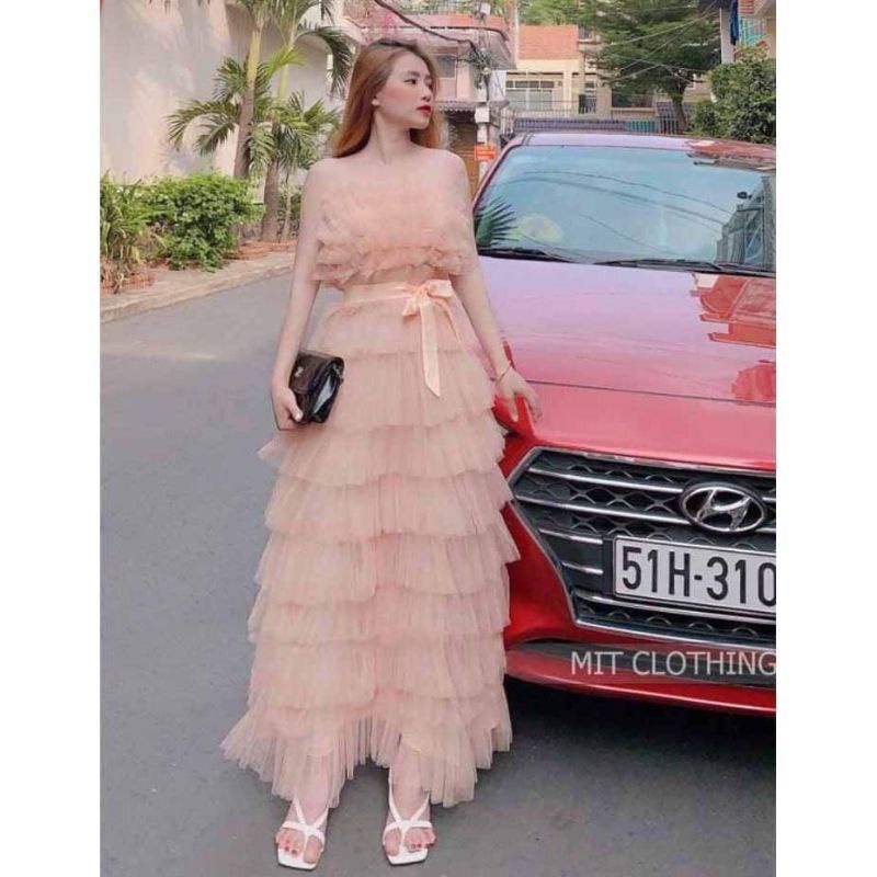 Maxi tầng hồng ruốc