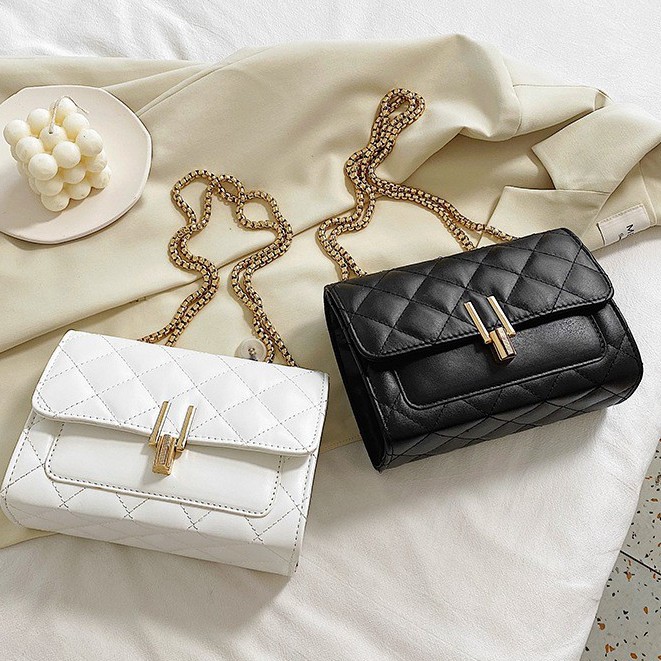 Túi Xách Nữ Đeo Chéo Khóa Chữ Y Vân Caro Chất Liệu Da Cao Cấp TX15 - HAMAN