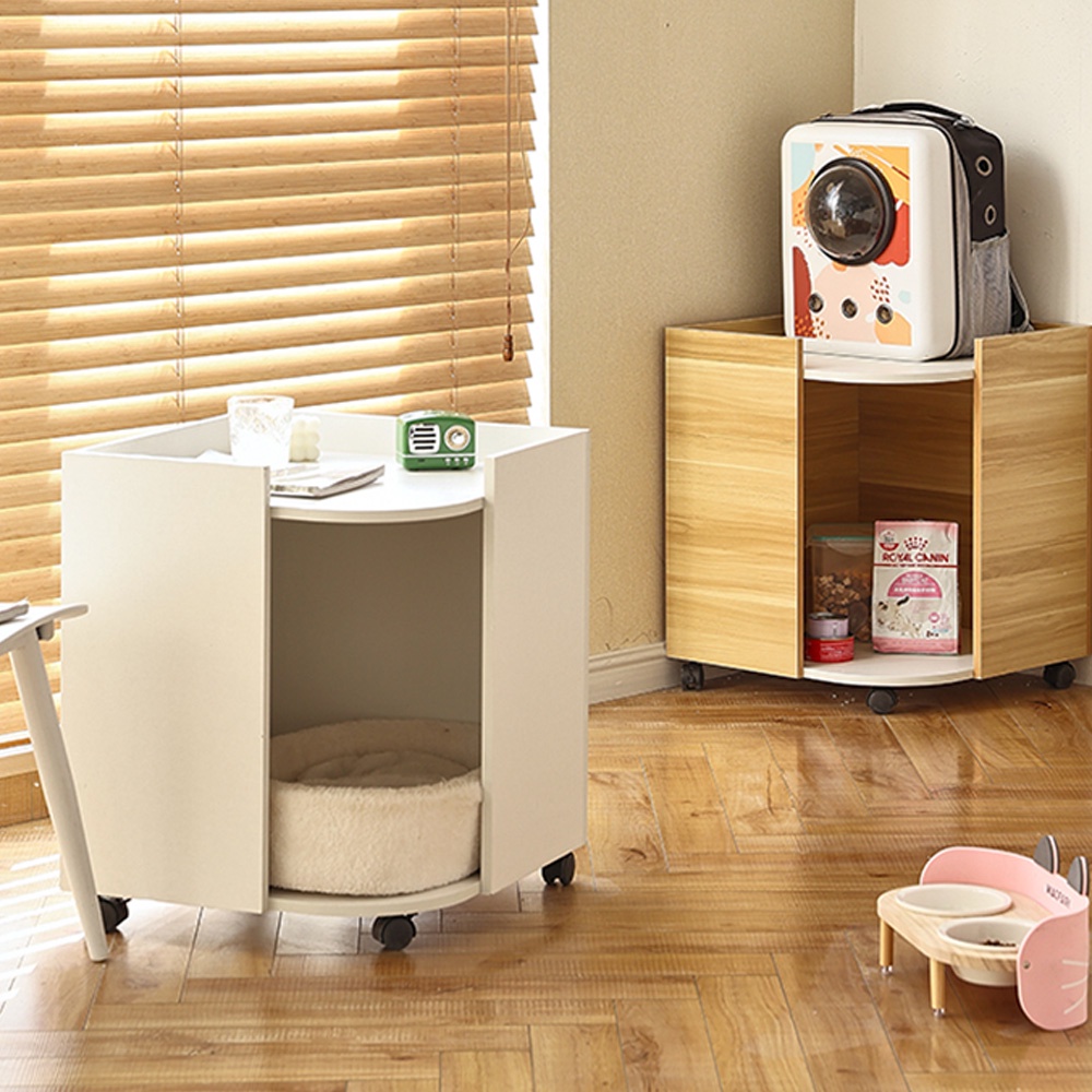 Nhà cho chó mèo kết hợp kệ gỗ đa năng, có bánh xe dễ dàng di chuyển – SGP194