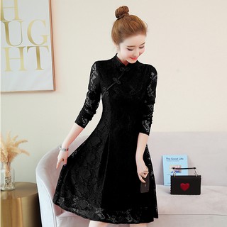 Váy Sườn Xám Ren Cổ Điển