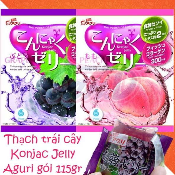 Thạch rau câu trái cây Konjac Jelly Aguri gói 115gr,Nhật