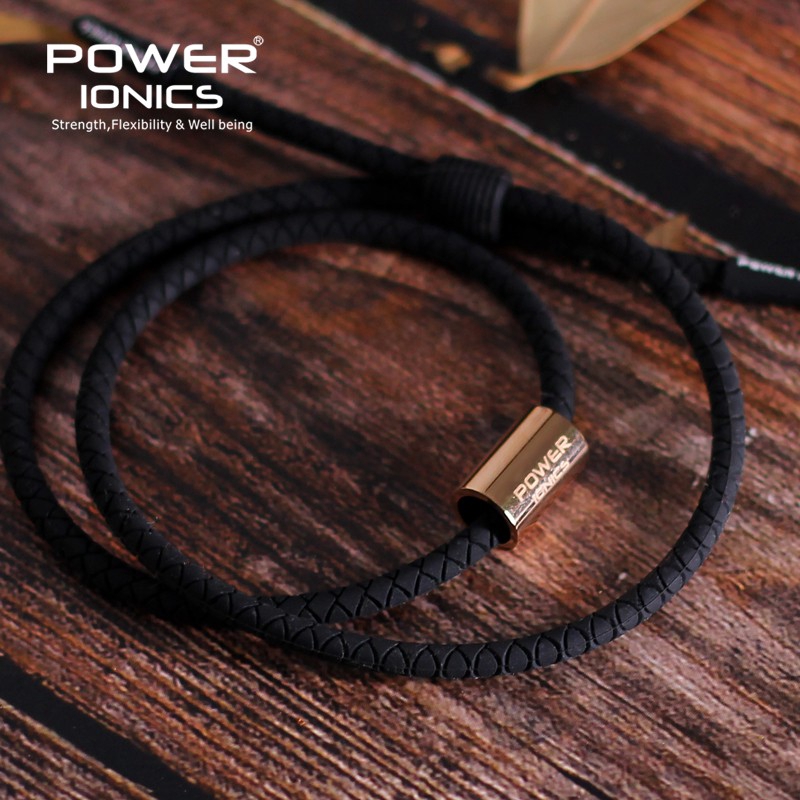 Vòng cổ Mặt Silicon In Chữ Power Ionics New 3000 ions / cc Anion Health Thời Trang Cho Nam Và Nữ