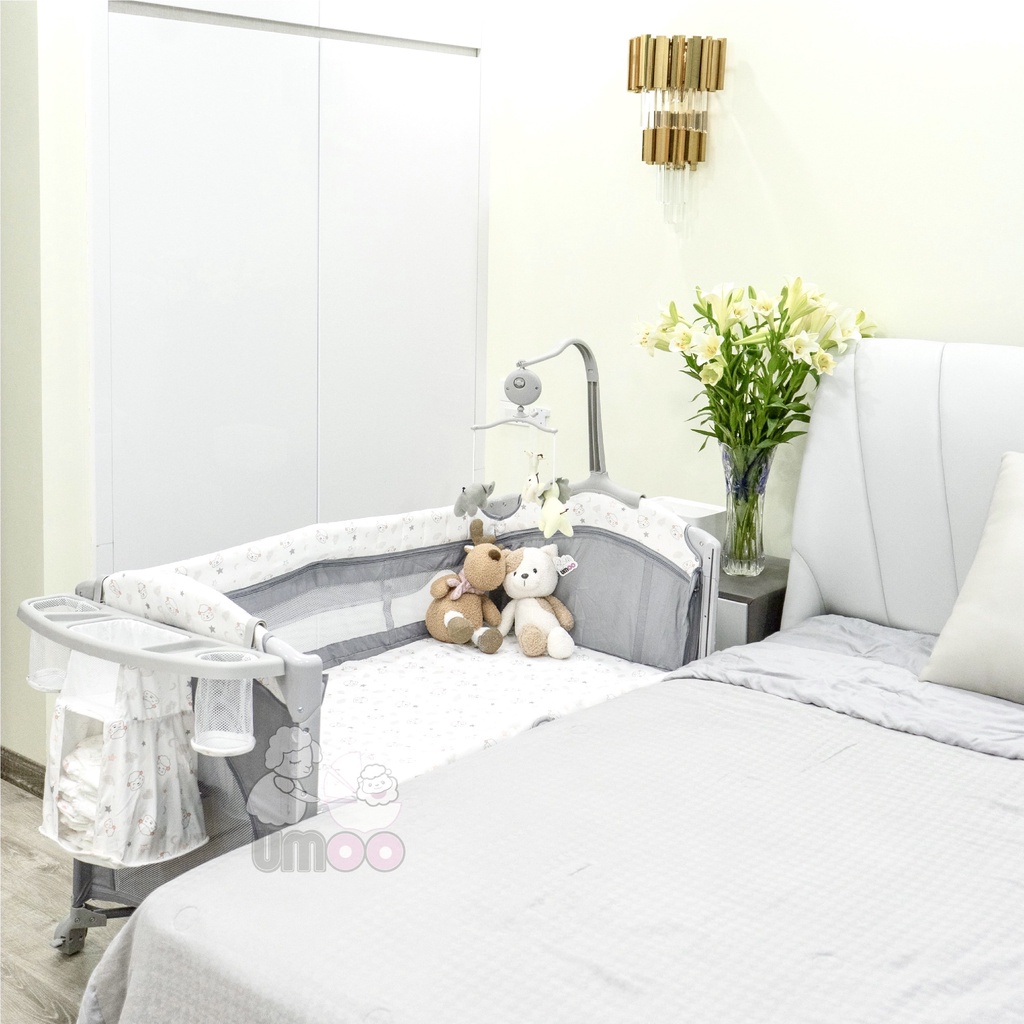 Nôi Cho Bé Đa Năng Umoo UM-08108 Chính Hãng, Full Tính Năng Gấp Gọn Dùng Cho Trẻ Từ Sơ Sinh