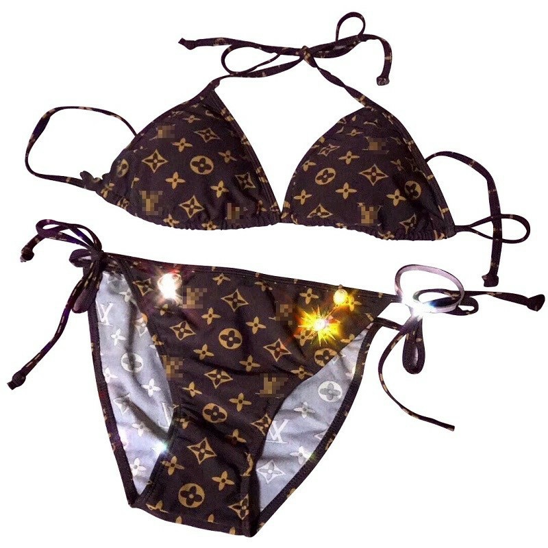 Bikini sexy nâu tam giác hai mảnh cá tính vintage họa tiết  siêu đẹp ( Hàng loại 1)