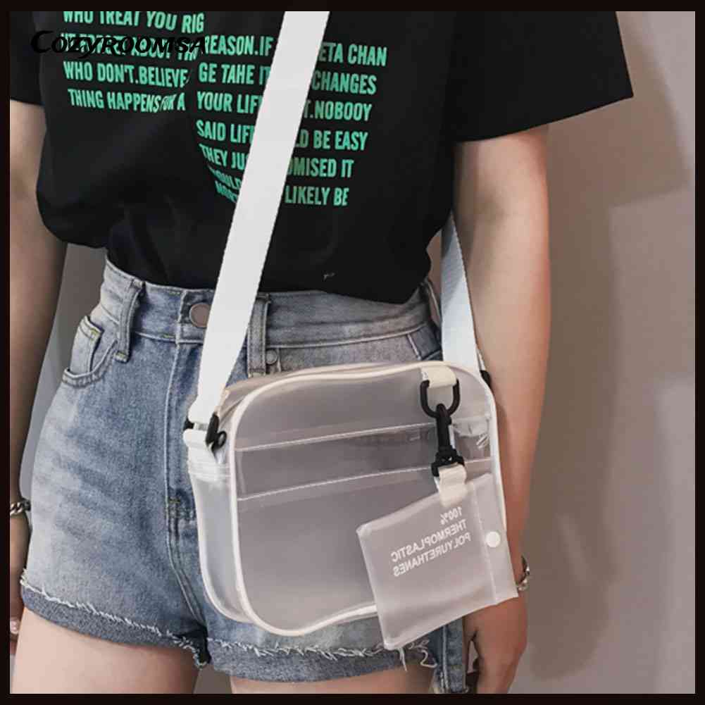 Túi Đeo Chéo Mini Bằng PVC Trong Suốt Phối Khóa Kéo Thời Trang Cho Nữ