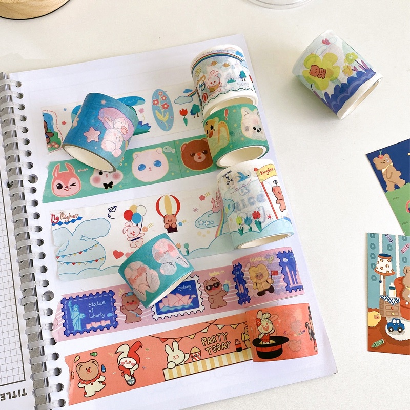 Hình dán cute sticker anime Băng keo Washi trang trí đồ dùng cá nhân DIY Crafts, Scrapbook, Journal, Diary, Planner