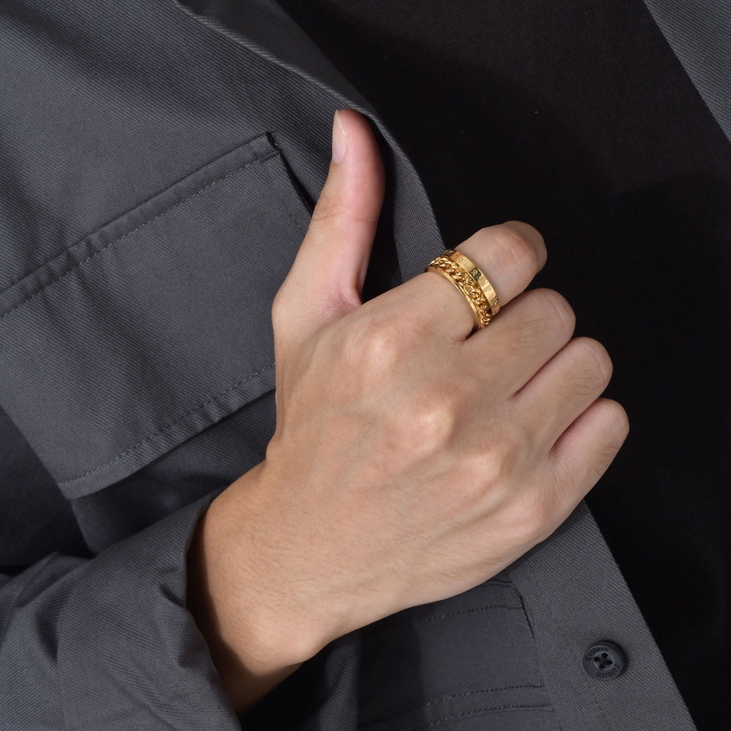 Nhẫn Xoay 8mm Màu Đen / Vàng / Bạc Phong Cách Viking Thời Trang Cho Nam