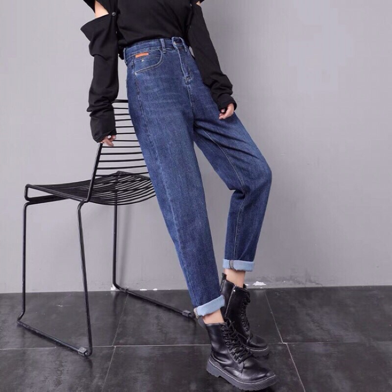 Quần jean bò baggy nữ jeans cạp cao phong cách Hàn Quốc 3 size S M L hót 2021