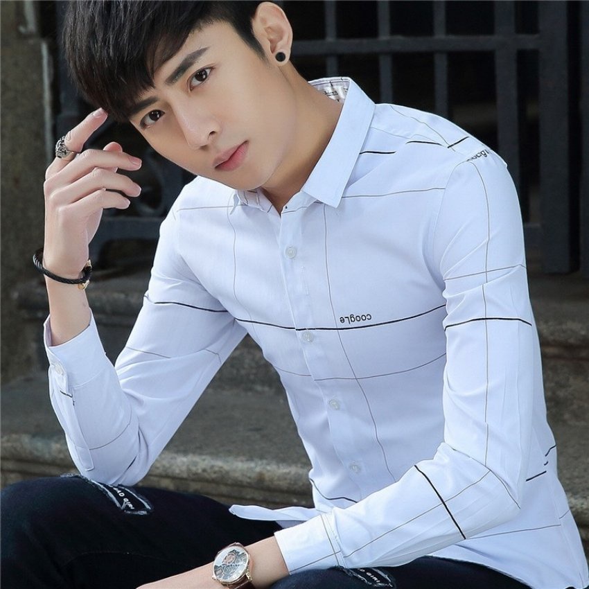 Áo Sơ Mi Nam Dài Tay phối chữ Mẫu GG991 Thời Trang Cao Cấp PONIVA Chất Vải Thoáng Mát Form Đẹp