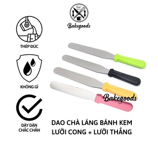 DAO CHÀ LÁNG/DỤNG CỤ CHÀ LÁNG dùng trét kem bánh sinh nhật inox cán nhựa 8, 10 inch lưỡi cong, thẳng hàng cao cấp