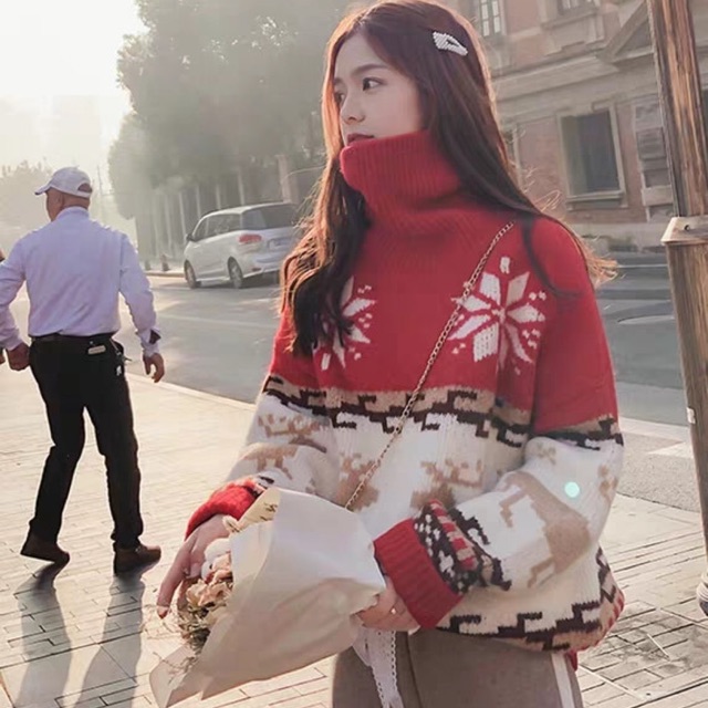 Áo len Noel cổ cao