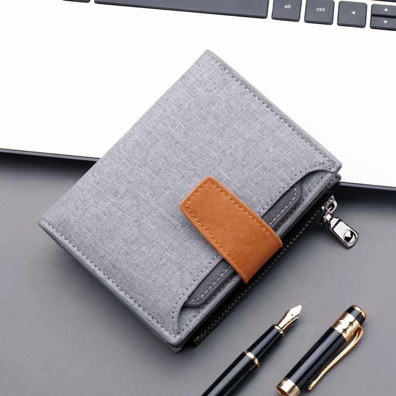 Ví ngắn vải canvas có khóa kéo thời trang cho nam