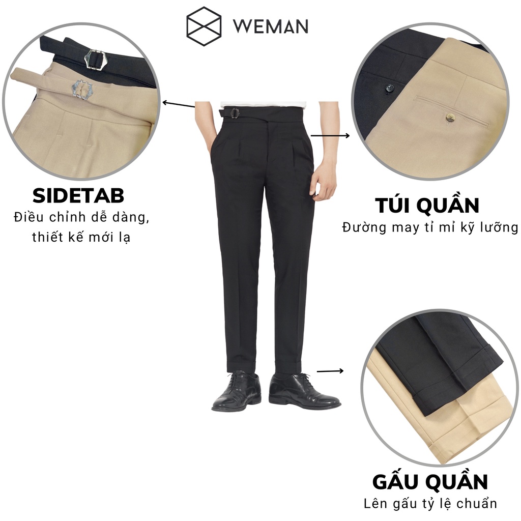 Quần Âu Nam Hàn Quốc WEMAN, Thiết Kế Cao Cấp, Dáng Slim Fit, Quần Tây Nam Lưng Cao Sidetab -WMQ2101