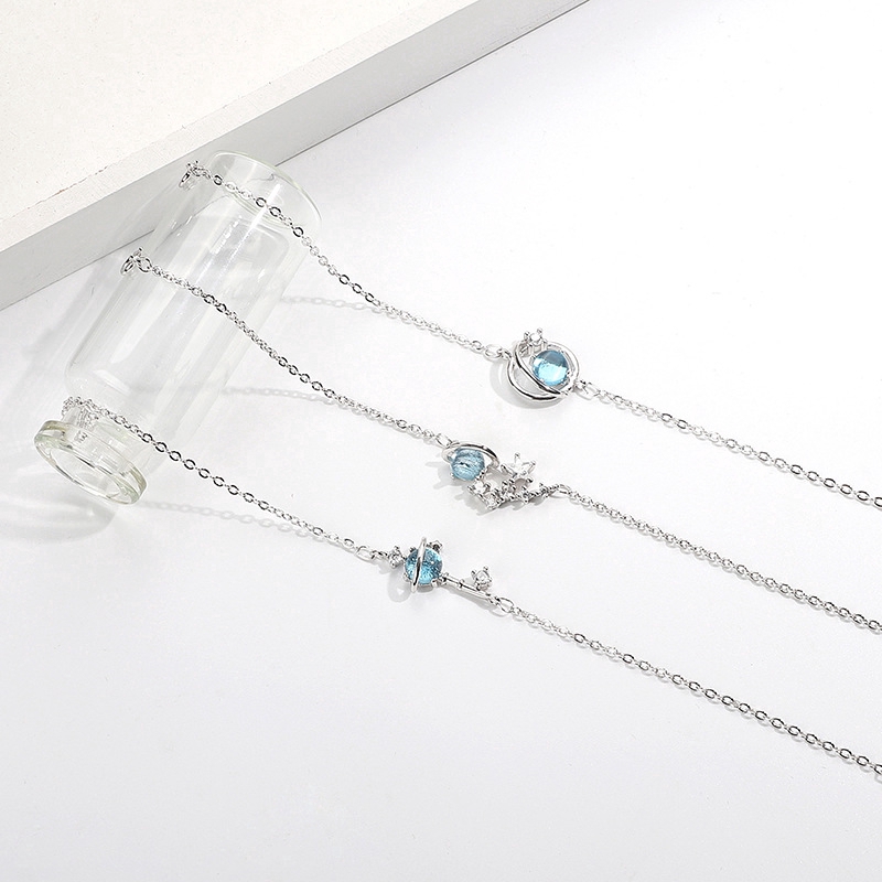 [Mã FAMAYFA giảm 10K đơn 50K] Vòng tay bạc hình chòm sao hành tinh đính đá pha lê xanh dương phong cách Hàn Quốc cho nữ | BigBuy360 - bigbuy360.vn