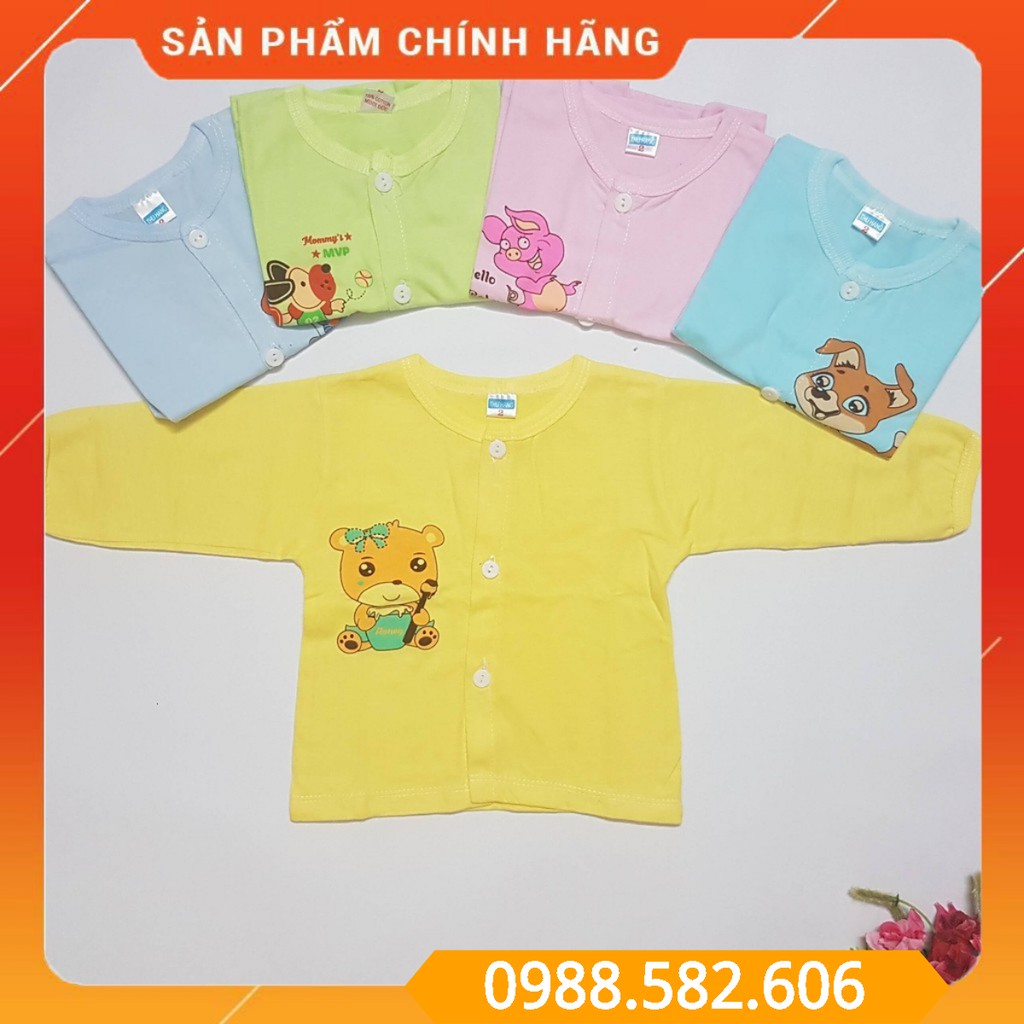 Combo 5 Áo Tay Dài Sơ Sinh Thu Hằng Cài Giữa (Cotton Mỏng, Mềm)