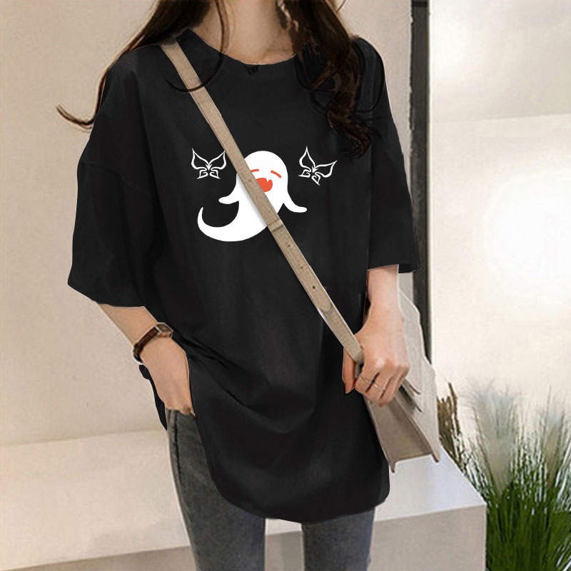 NRVP Áo thun ngắn tay dáng rộng in hình thời trang mùa hè Hàn Quốc 2022 cho nữ