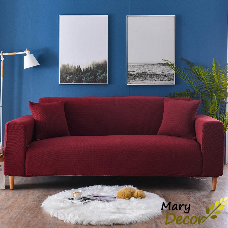 [Hàng sẵn] Vỏ bọc ghế sofa, tấm bọc sofa Mary Decor co giãn màu trơn dày dặn cho sofa đơn đủ kích thước