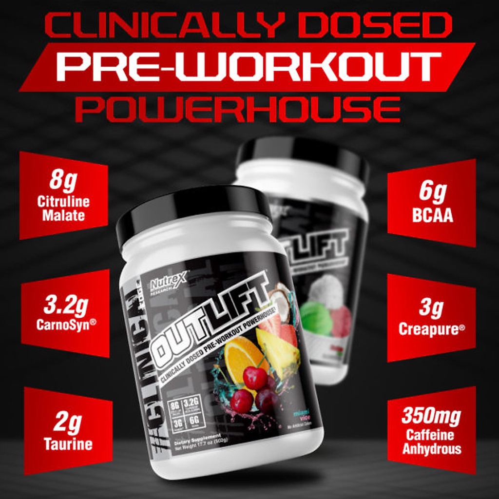 Outlift |  Nutrex Outlift Pre WorkOut - Tăng Năng Suất Tập Luyện   - Chính Hãng - The Shape Store