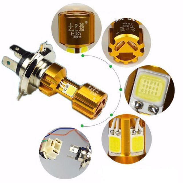 Đèn Led pha xe máy Chân H4
