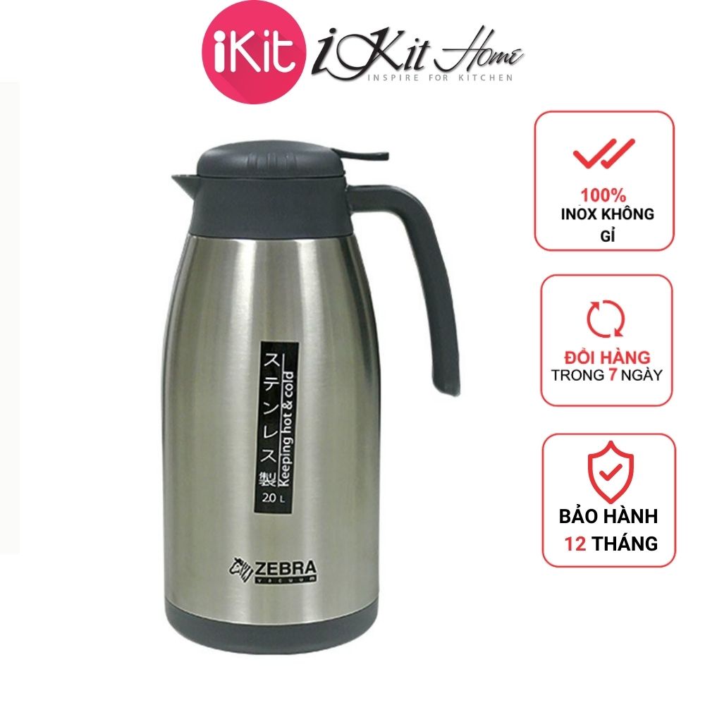 Bình giữ nhiệt cao cấp Zebra Thái Lan 1.5L. Phích giữ nhiệt làm bằng Inox 304 an toàn cho sức khoẻ. Bảo hành 12 tháng