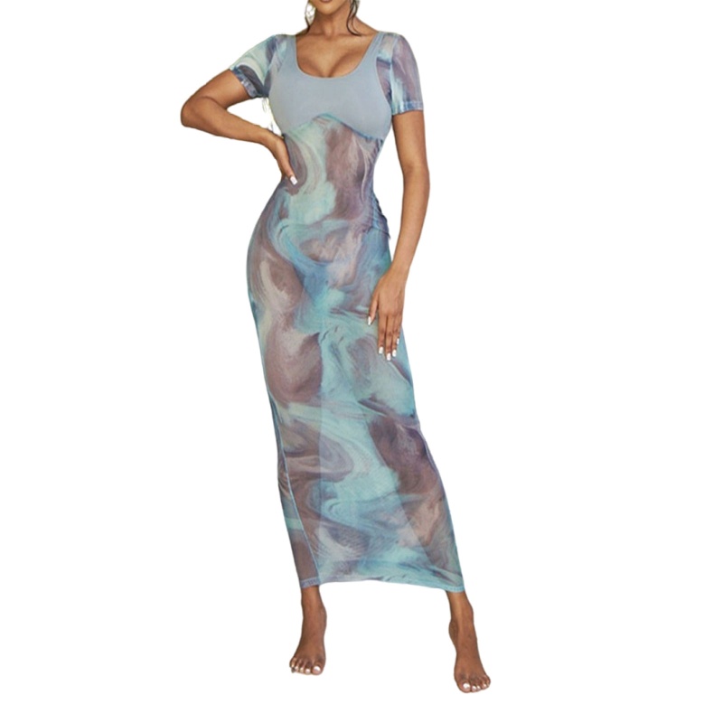 Đầm Bơi Tay Ngắn Dáng Dài Xẻ Tà Thời Trang Đi Biển Quyến Rũ Cho Nữ