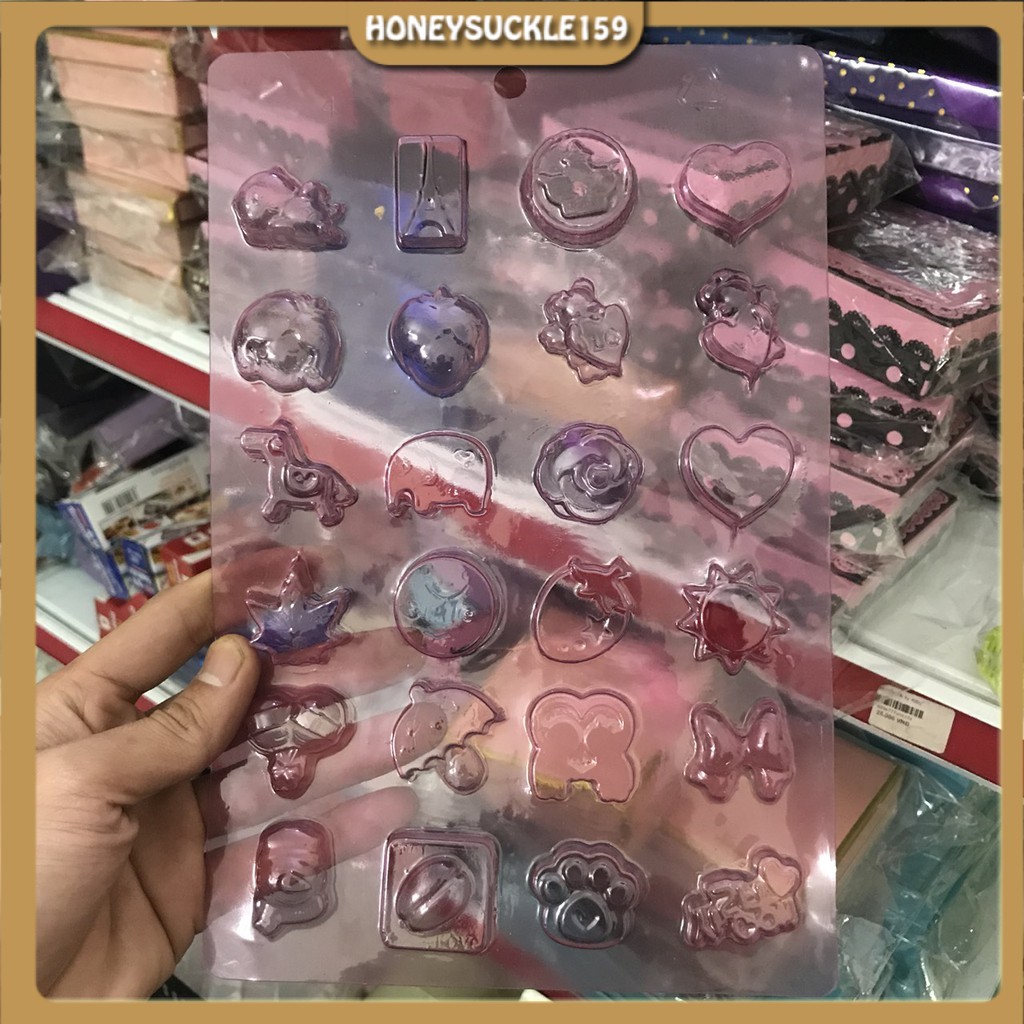 [Ảnh Thât+Video Hướng Dẫn] Khuôn Nhựa Đổ Chocolate,Kẹo Dẻo,Hàn Quốc 24 Hình Valentin Love