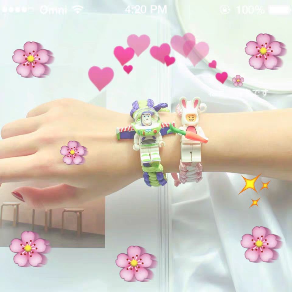 Hoạt Hình Vòng Tay Dây Bện Mặt Khối Lắp Ráp Dễ Thương Có Thể Điều Chỉnh Cho Bé