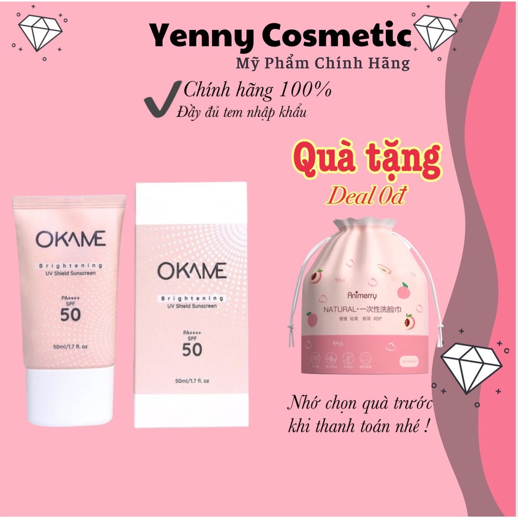 Kem Chống Nắng Nâng Tone Dạng Sữa Okame Brightening UV Shield Sunscreen SPF 50/PA++++