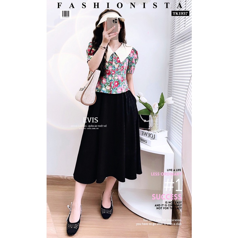 Áo sơ mi hoa chiết eo nhẹ tiểu thư TK1937