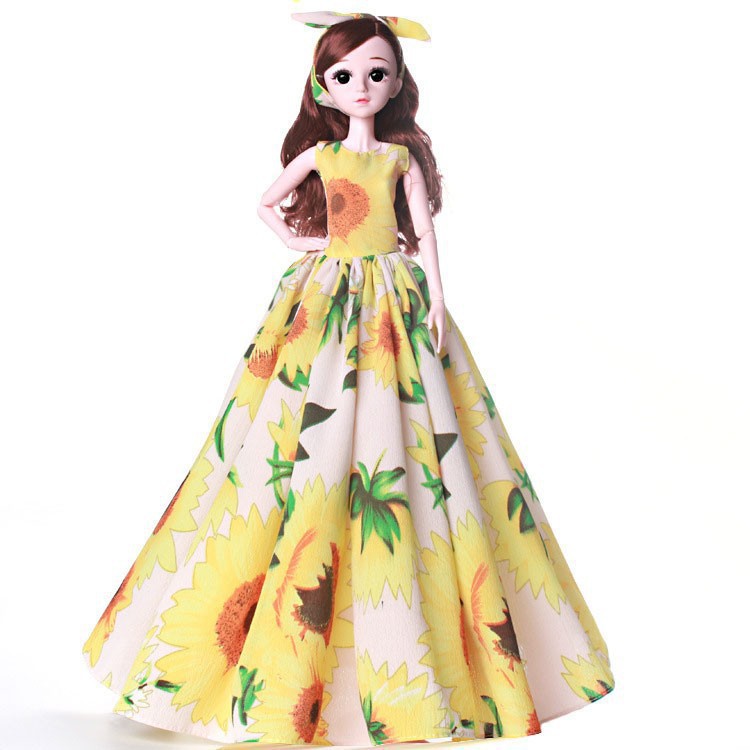 CHỈ NGUYÊN VÁY : Váy Vàng Hoa Hướng Dương Cho Búp Bê BJD 60Cm