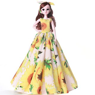 CHỈ NGUYÊN VÁY : Váy Vàng Hoa Hướng Dương Cho Búp Bê BJD 60Cm